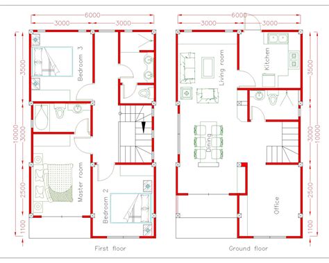 Denah Rumah Ukuran 6x10 Tanpa Garasi - Modern Minimalis