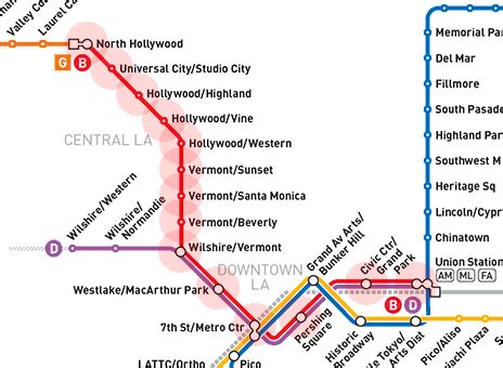 Red Line map - Los Angeles Metro Rail