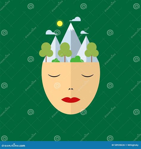 Nature peace of mind stock vector. Illustration of portrait - 58928636