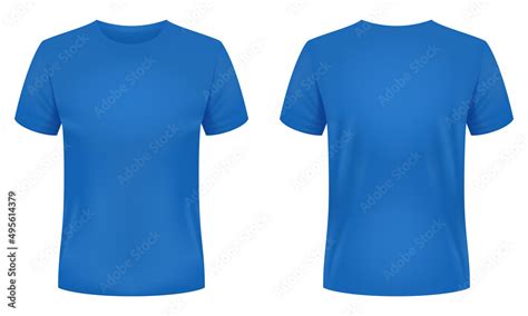 Blank blue t-shirt template. Front and back views. Vector illustration ...