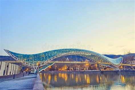 The Bridge of Peace in Tbilisi Editorial Photography - Image of ...