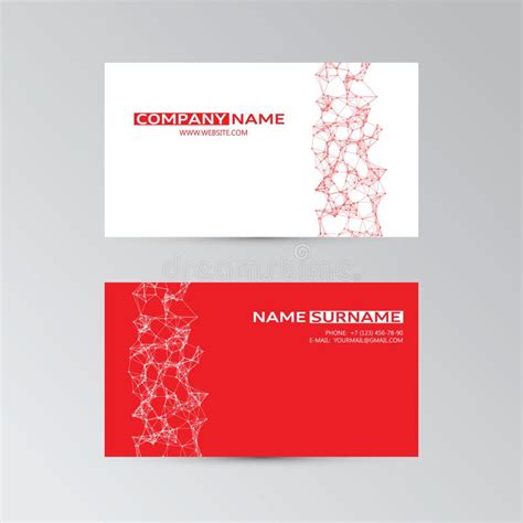 Red Template of Business Card with Abstract Elements Stock Vector - Illustration of background ...