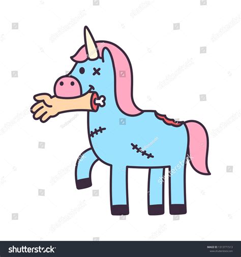 Funny Cartoon Zombie Unicorn Drawing Human: vector de stock (libre de ...