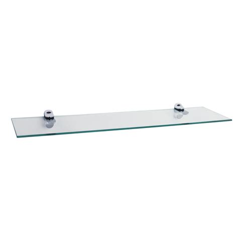 Clear Glass Floating Shelf with Chrome Brackets 24 x 6" | Walmart Canada