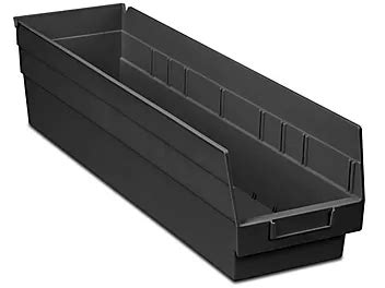 Plastic Shelf Bins - 7 x 24 x 6", Black S-23366BL - Uline