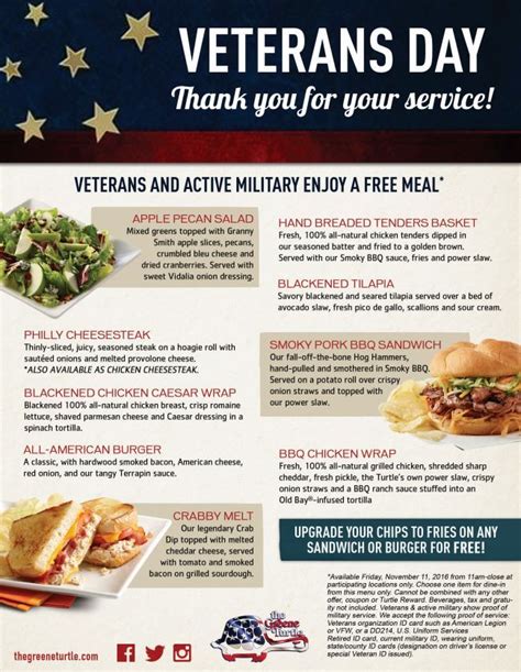 Printable List Of Veterans Day Free Meals