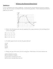 AP Physics 1 One Dimensional Motion.pdf - AP Physics 1: One Dimensional Motion Practice ...