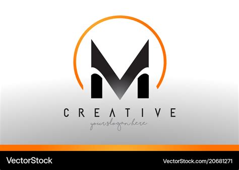 M letter logo design with black orange color cool Vector Image