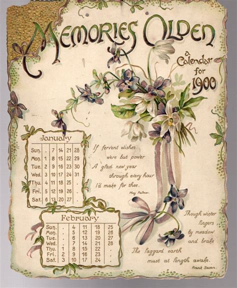 Circa 1900 Calendar Pages | eBay