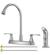 GOWIN Kitchen Faucet with Sprayer,3 Hole or 4 Hole Brushed Nickel ...