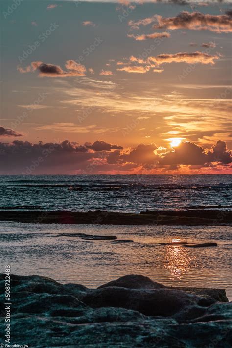 sunrise of Gwangchigi beach, Jeju island, Korea Stock Photo | Adobe Stock