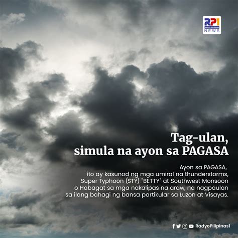 Tag-ulan, simula na ayon sa PAGASA - Radyo Pilipinas