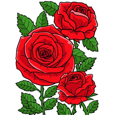 Rose Flower Cartoon Colored Clipart Illustration 8823049 Vector Art at ...