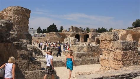 CARTHAGE, TUNISIA, JULY 7, 2010: People On Ruins Of Ancient Carthage. Carthage Is A Suburb Of ...