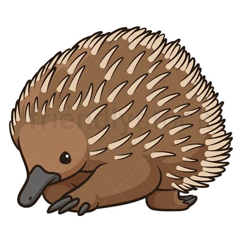 Chibi Kawaii Short-Beaked Echidna Cartoon Clipart Vector - FriendlyStock