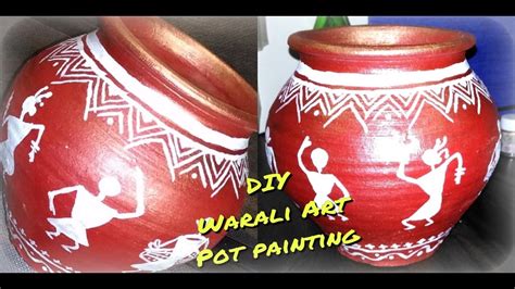 DIY Pot Painting, Warli Art, Step By Step Tutorial