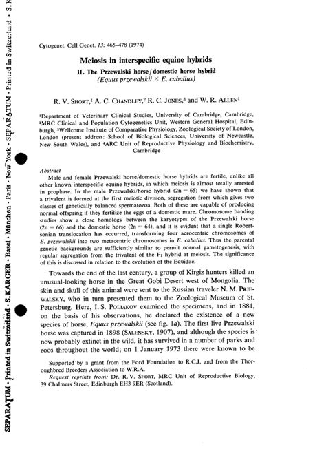 (PDF) Meiosis in interspecific equine hybrids. II. The Przewalski horse 1 domestic horse hybrid ...