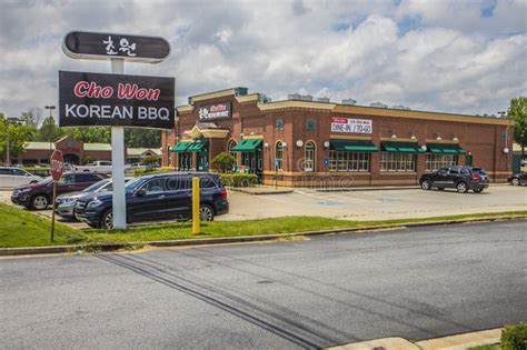 Cho Won Korean BBQ Restaurant with Sign and Parked Cars in Duluth Georgia Editorial Stock Image ...