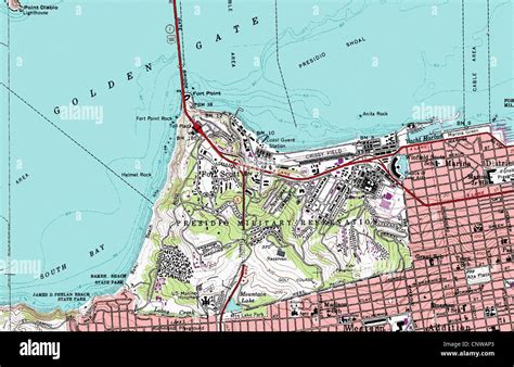 topographic map of San Francisco Presidio California Stock Photo - Alamy