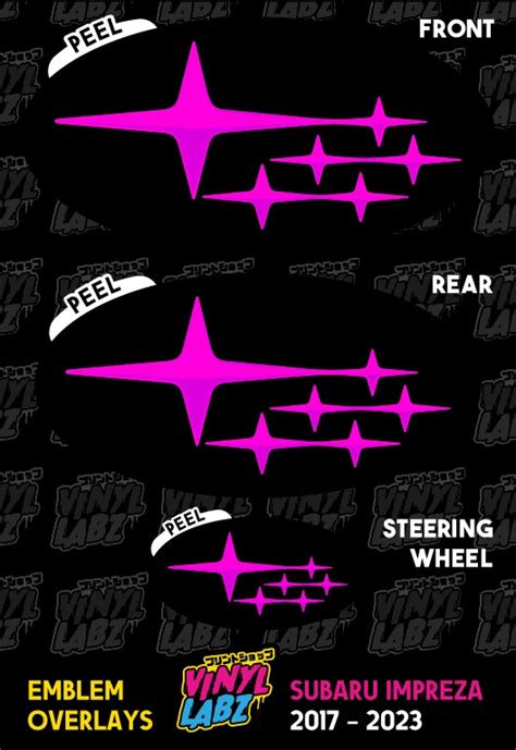 Subaru Vinyl Emblem Overlay (Black and Pink ) | 2017-2023 Subaru Impre – Vinyl Labz