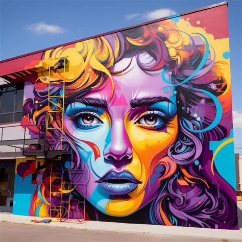 Premium Photo | Dynamic urban street art mural with vibrant colors