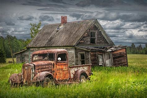 Rusty Pickup Truck, Abandoned Farm, Red Truck, Rustic Landscape, Old ...