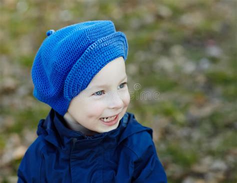 Cute Smiling Little Girl Portrait On Summer Day In The Street Stock ...