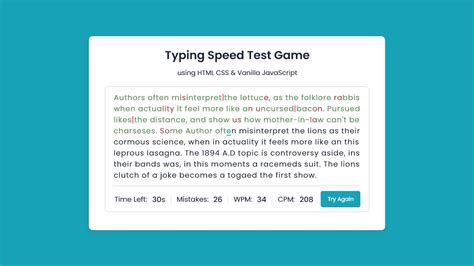 Typing Speed Test Game in HTML CSS & JavaScript - YouTube