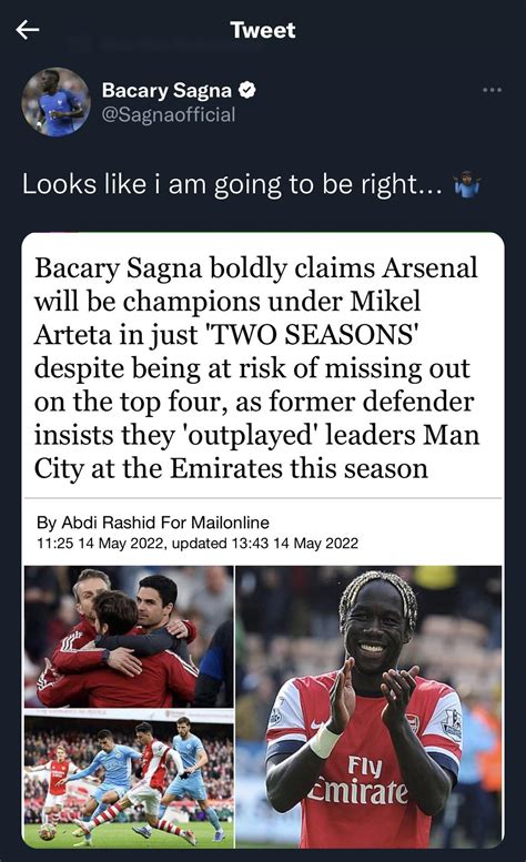 Bacary Sagna on Twitter : r/Gunners