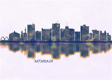 Mombasa Skyline Painting by NextWay Art - Fine Art America