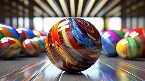 Premium AI Image | A bowling ball is on a conveyor belt in front of a blurred background.