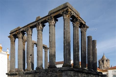 Roman Temple - Evora - Portugal Stock Photo by SteveAllenPhoto999 ...