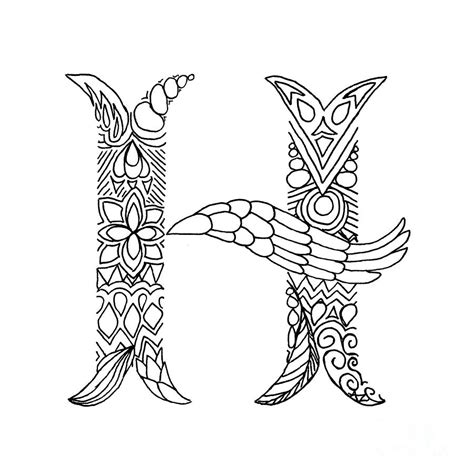 Patterned Letter H Drawing by Alyssa Zeldenrust