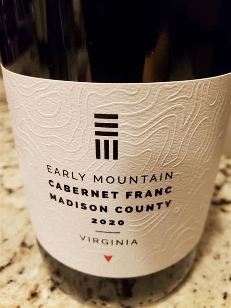 2021 Early Mountain Vineyards Cabernet Franc, USA, Virginia, Central Virginia, Madison County ...