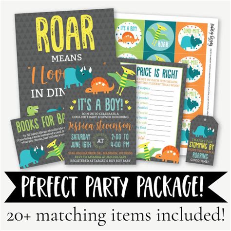 Dino Baby Shower Complete Package Templates Baby Shower Ideas - Etsy