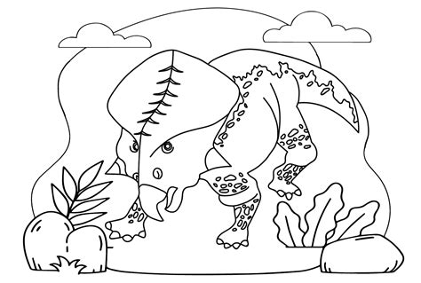 Vector Cartoon Protoceratops Coloring Page - Free Printable Coloring Pages