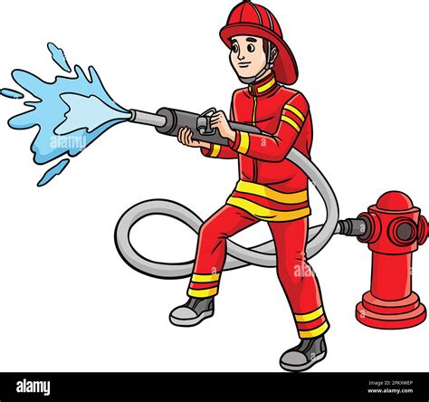 Firefighter Cartoon Colored Clipart Illustration Stock Vector Image & Art - Alamy