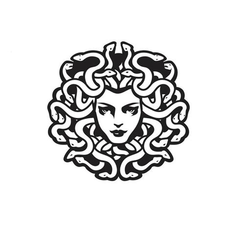 Vector Black and White Medusa Gorgon Woman Head with snakes Illustration | Snake illustration ...