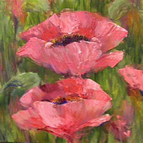 Painting My World: Pink Poppies 9x9 acrylic