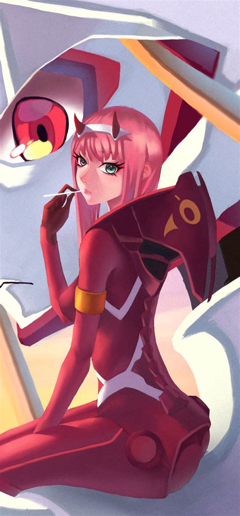 1242x2668 Anime Girl Pink Hair Zero Two Darling In The FranXX Iphone XS ...