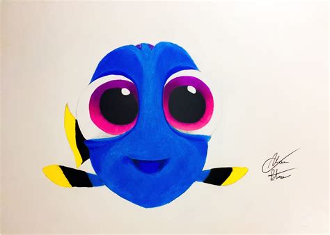 Baby Dory 😍😍 ️😄🎉 #speeddrawing #findingdory #drawing #draw #art # ...