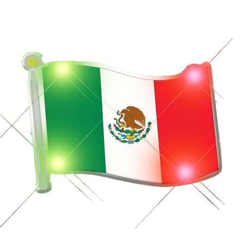 Mexican Flag Flashing Body Light Lapel Pins | Best Glowing Party Supplies