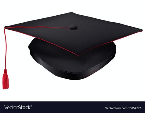 Black graduation cap with red tassel isolated Vector Image