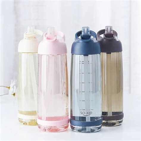 1000ml Outdoor Water Bottle with Straw Sports Bottles Eco friendly with Lid Hiking Camping ...