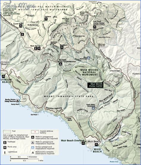 Muir Woods Hiking Trails Map - ToursMaps.com