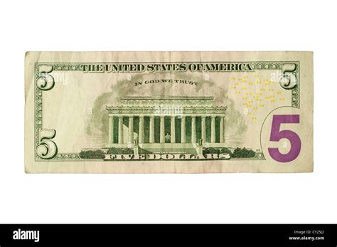 Closeup five dollar bill back Cut Out Stock Images & Pictures - Alamy