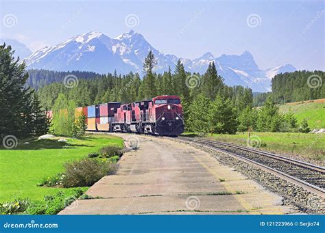 Freight Train Moves from Vancouver To Calgary. Stock Photo - Image of ...