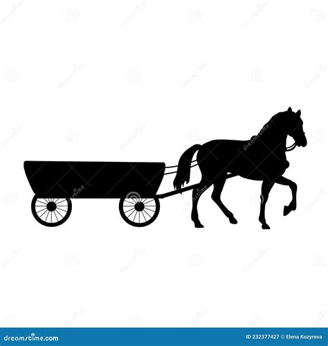 Silhouette Horse Pulling Cart. Traditional Rural Transportation Stock Vector - Illustration of ...