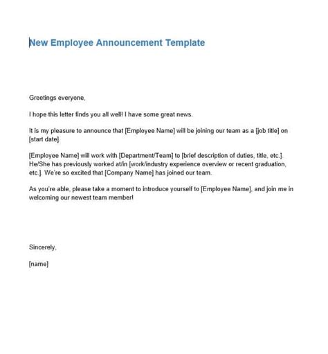 New Employee Welcome Letter - Construction Documents And Templates