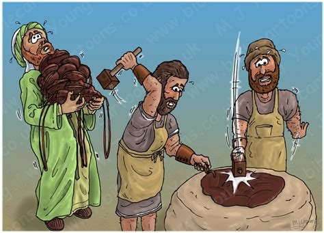 Numbers 16 - Korah’s rebellion - Scene 09 - Censers to overlay the altar | Bible Cartoons